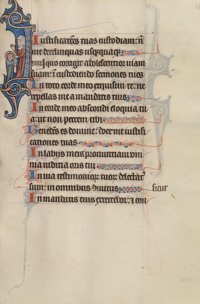 Bute Master:Initial I: The Virgin Holding the Christ Child's, Poster Print Wall Art