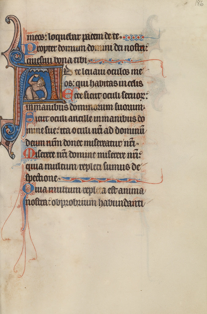 Bute Master:Initial A: A Kneeling King Pointing to His Crown, Poster Print Wall Art