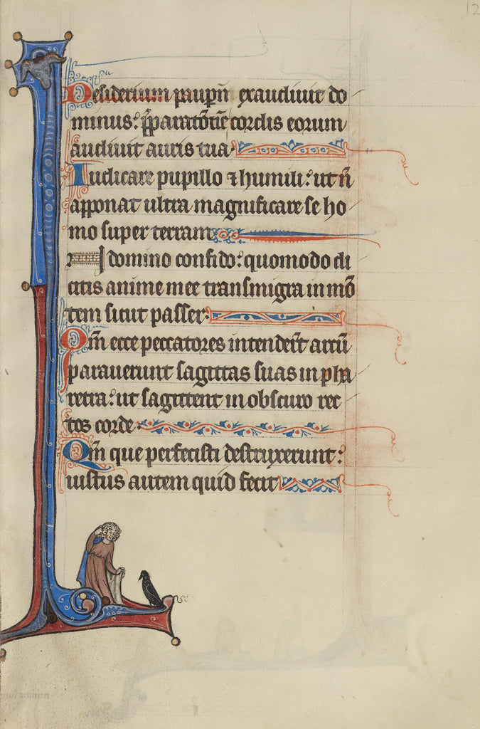 Bute Master:Initial I: A Man Looking at a Sparrow, Poster Print Wall Art