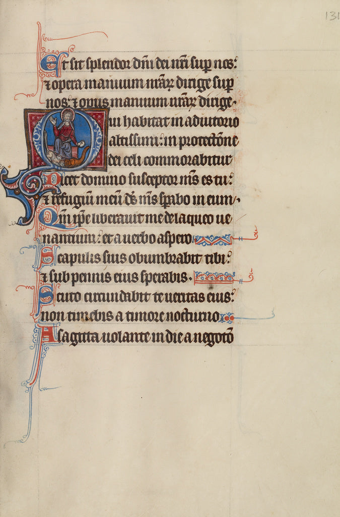 Bute Master:Initial O: Christ Enthroned with a Dragon and a , Poster Print Wall Art