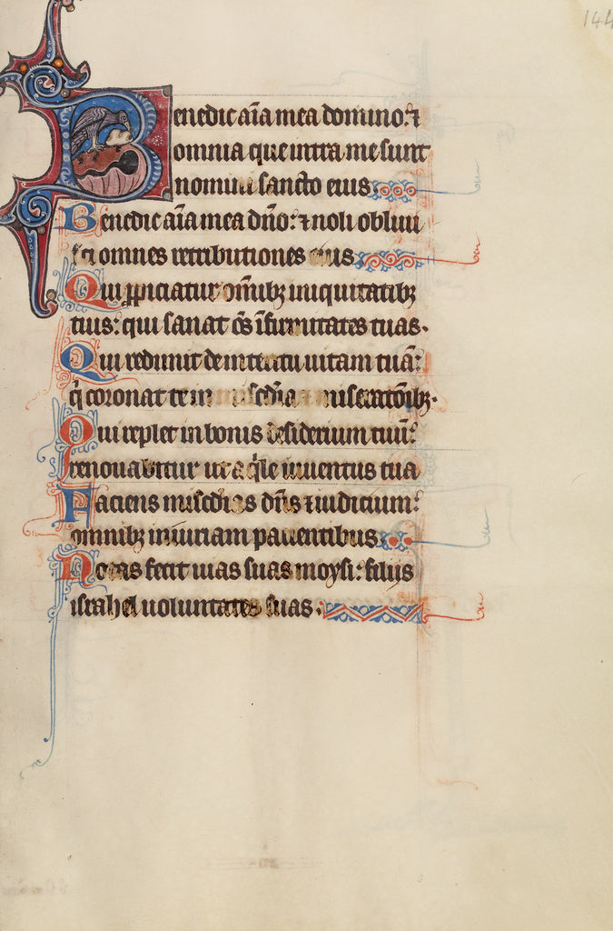 Bute Master:Initial B: An Eagle Pushing a Stone into a Fount, Poster Print Wall Art