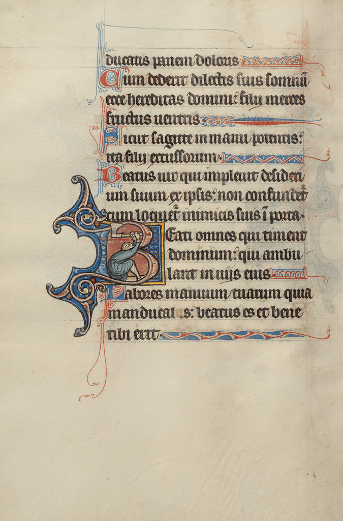 Bute Master:Initial B: A Man Holding an Axe above His Head, Poster Print Wall Art
