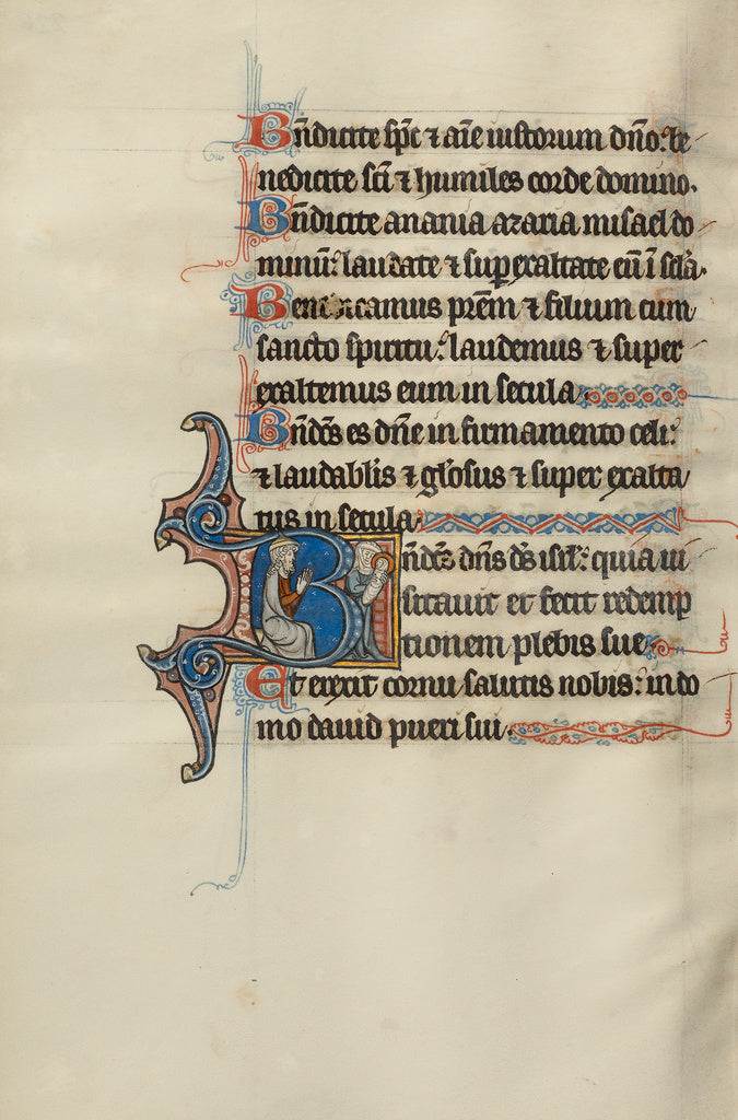 Bute Master:Initial B: A Jew Praying and the Virgin and Chil, Poster Print Wall Art