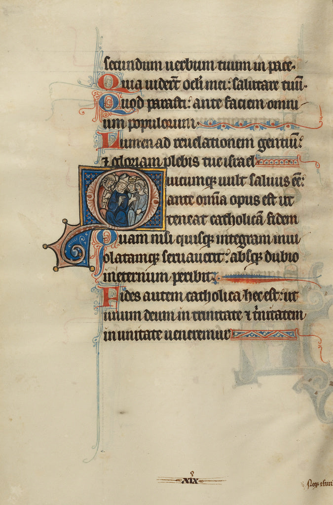 Bute Master:Initial O: A Bishop and Monks Instructing Laymen, Poster Print Wall Art