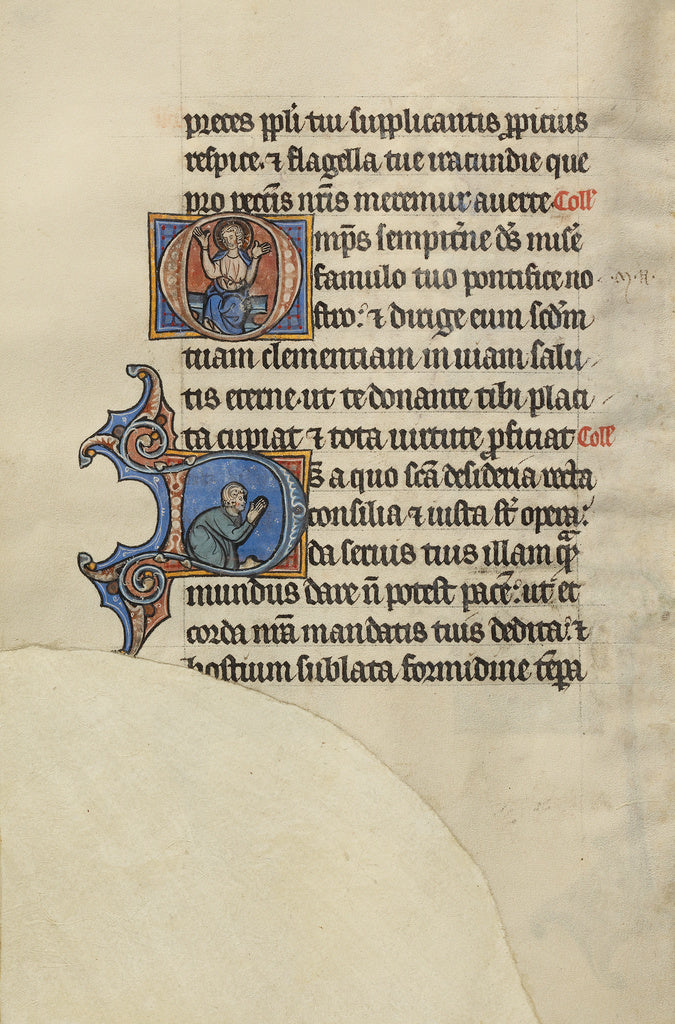 Bute Master:Initial O: Christ Enthroned with His Hands Raise, Poster Print Wall Art