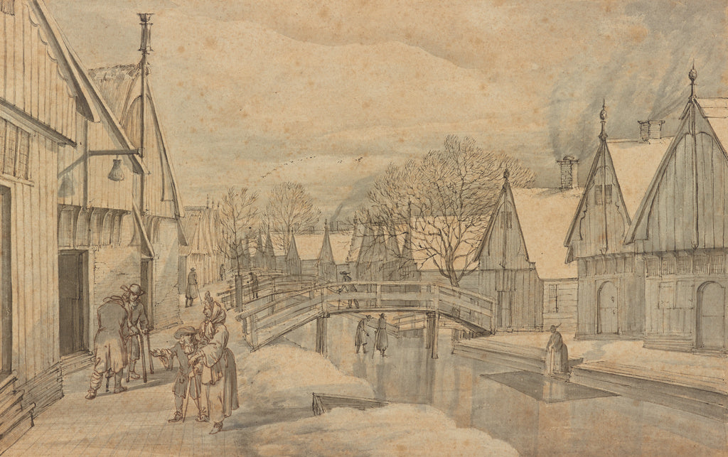 Abraham Rutgers:A Street in Jisp on a Winter's Day, Poster Print Wall Art