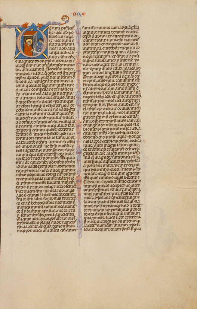 Unknown:Initial U: A Monk with a Scroll and a Messenger, Poster Print Wall Art