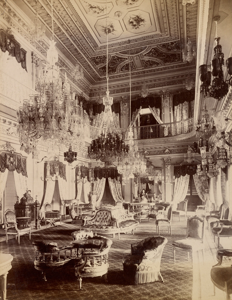 Lala Deen Dayal:Interior of Chowmahila Palace, Poster Print Wall Art