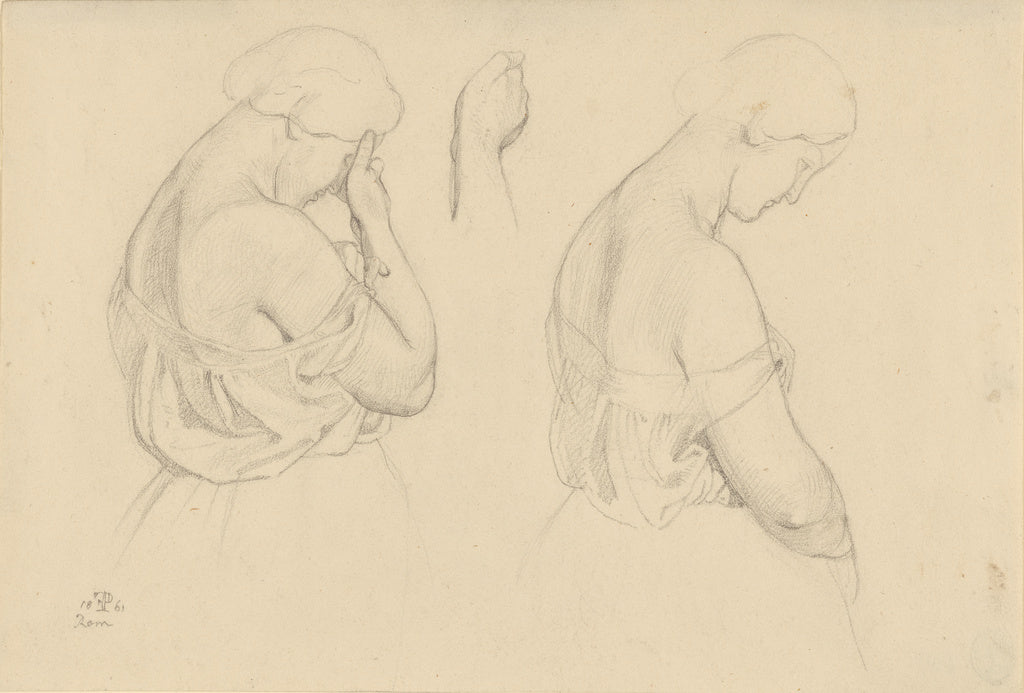 Friedrich Preller:Two Female Figures in Half-length and a St, Poster Print Wall Art