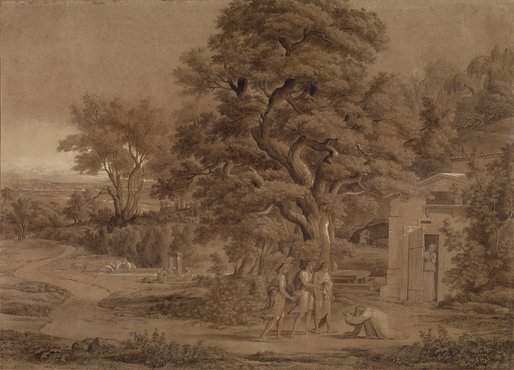 Joseph Anton Koch:Landscape with Abraham and the Three Angel, Poster Print Wall Art
