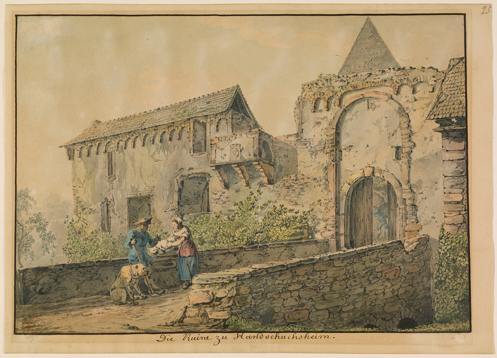 Carl Philipp Fohr:Ruin of the Tiefburg at Handschuhsheim, Poster Print Wall Art