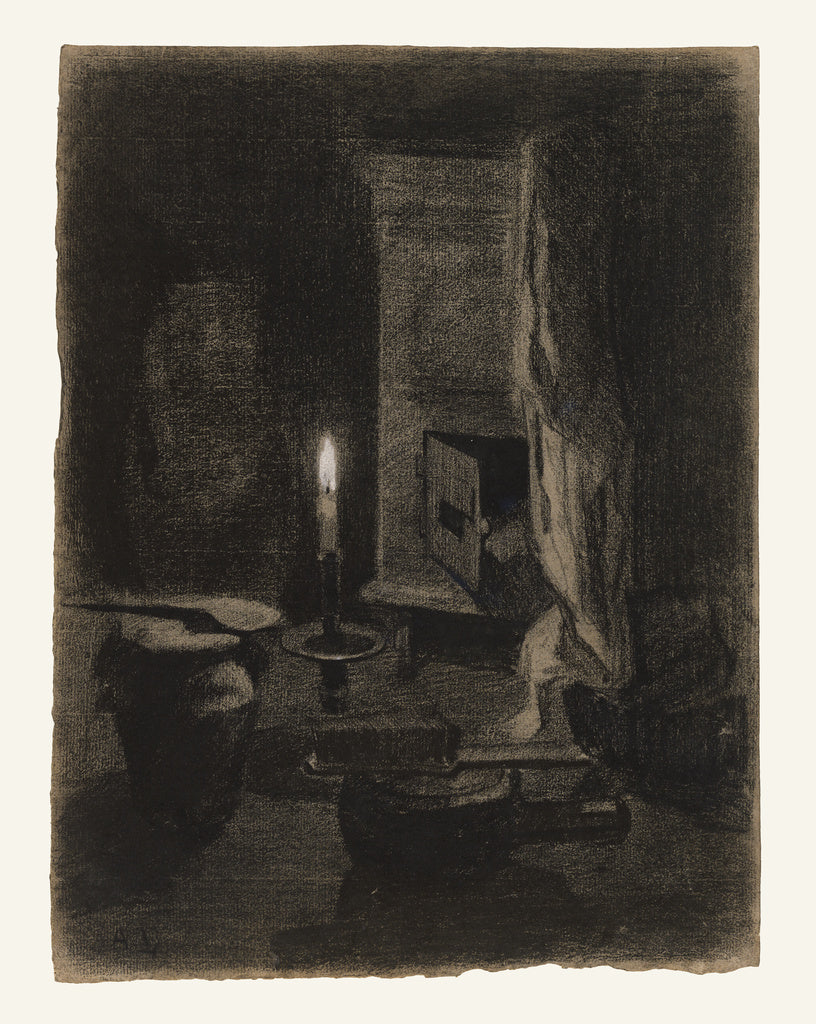Albert Lebourg:Still Life with Candle, Poster Print Wall Art