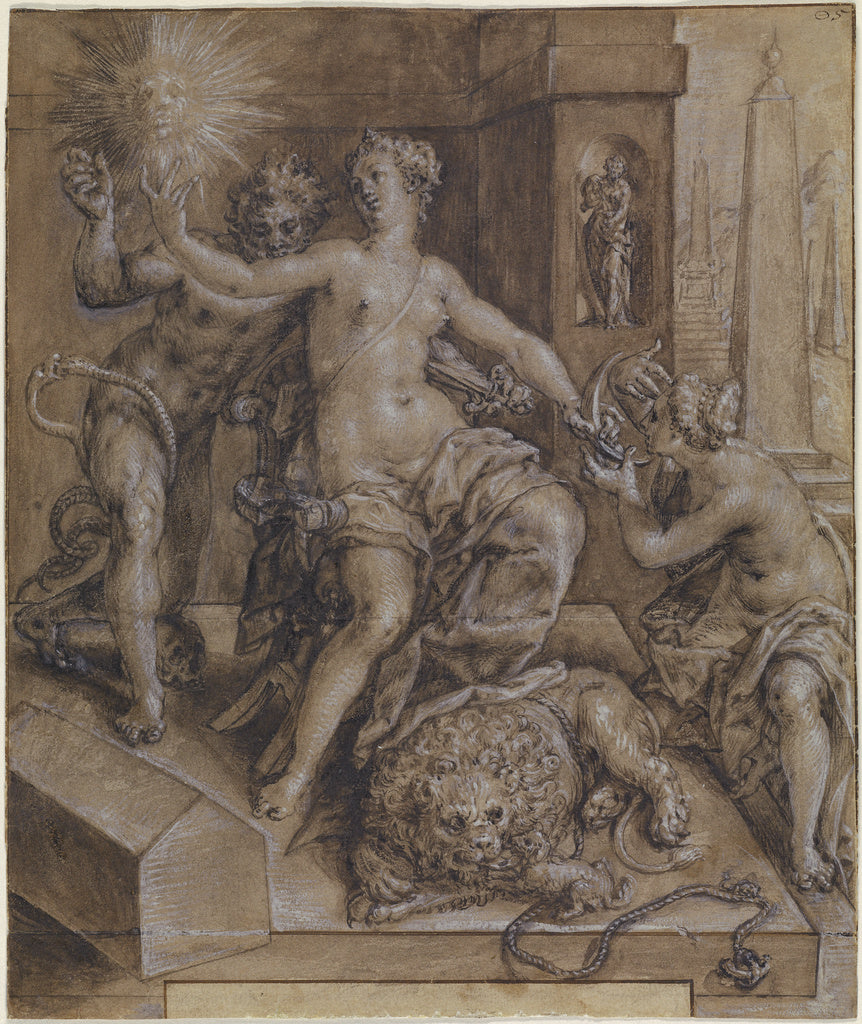 Cornelis Ketel:Design for the central section of The Mirror , Poster Print Wall Art