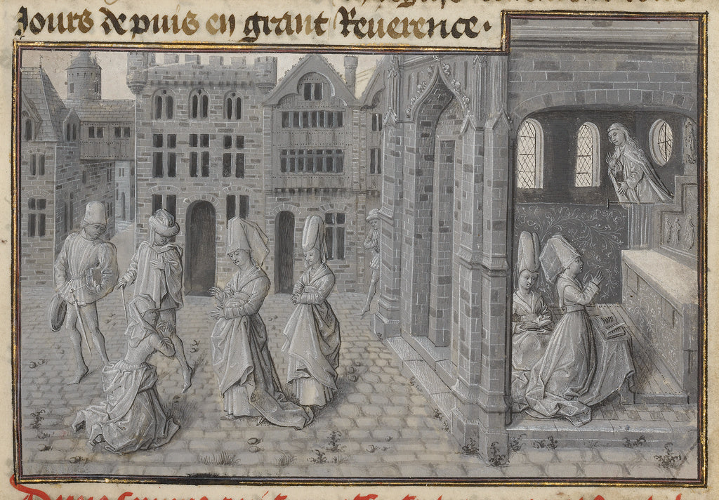 Lieven van Lathem:Miracle of the Adulterous Woman's Repentan, Poster Print Wall Art