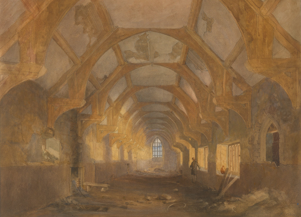 John Sell Cotman:Interior of a Dormitory of the Ipswich Blac, Poster Print Wall Art