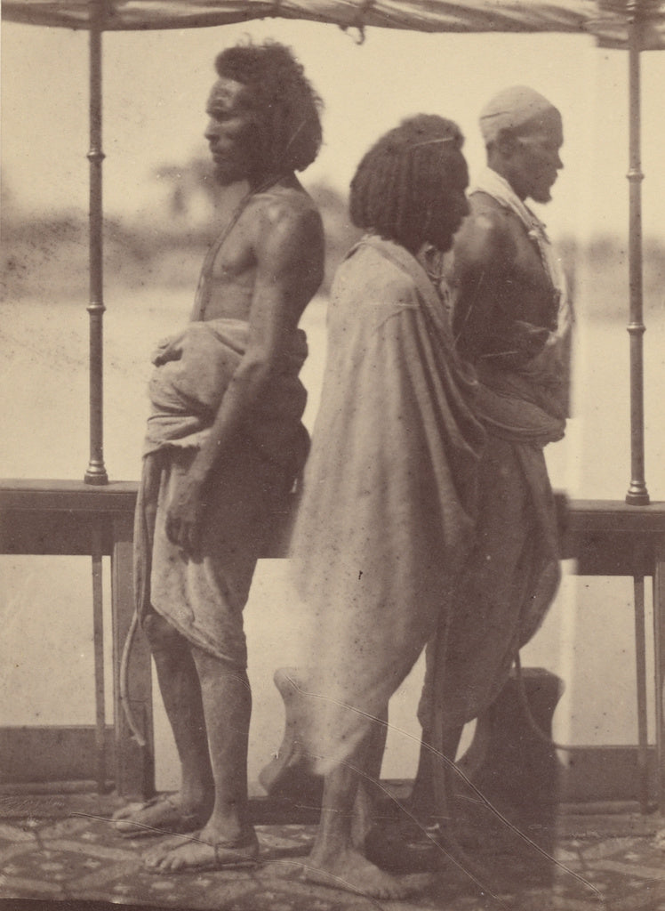 Théodule Devéria:[Portrait of Three Native Men Standing in, Poster Print Wall Art