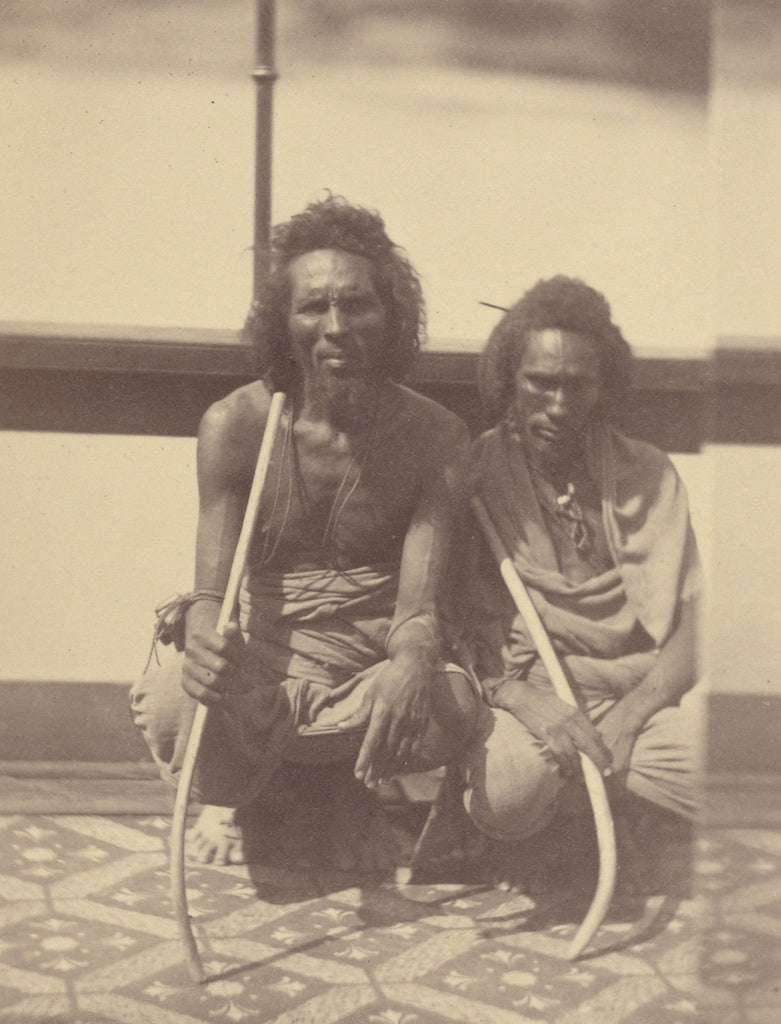 Théodule Devéria:[Portrait of Two Native Men Sitting on a , Poster Print Wall Art