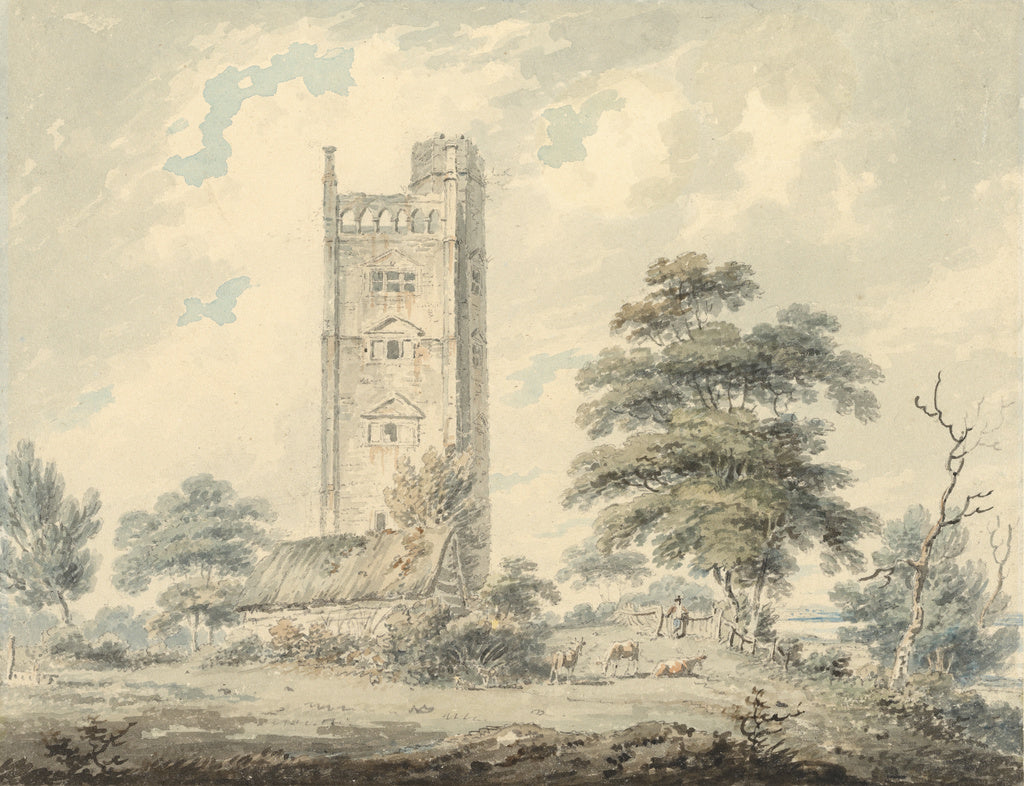 Edward Dayes:Freston Tower, Suffolk, Poster Print Wall Art