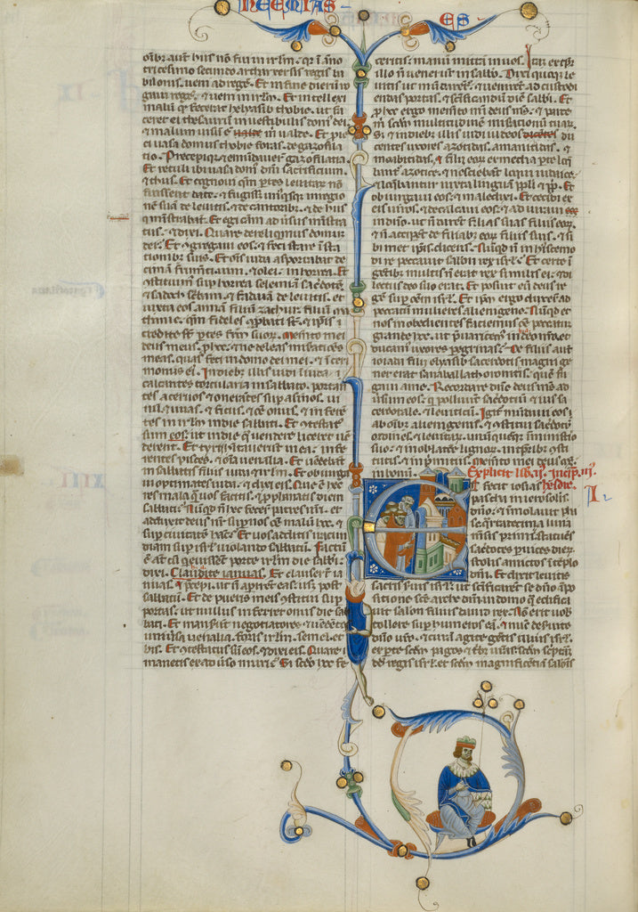 Unknown Artist:Initial E: Priests and a Man Outside the Walls of a , Poster Print Wall Art
