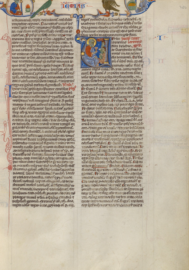 Unknown Artist:Initial P: Jeremiah Offering a Chalice to a Group of, Poster Print Wall Art