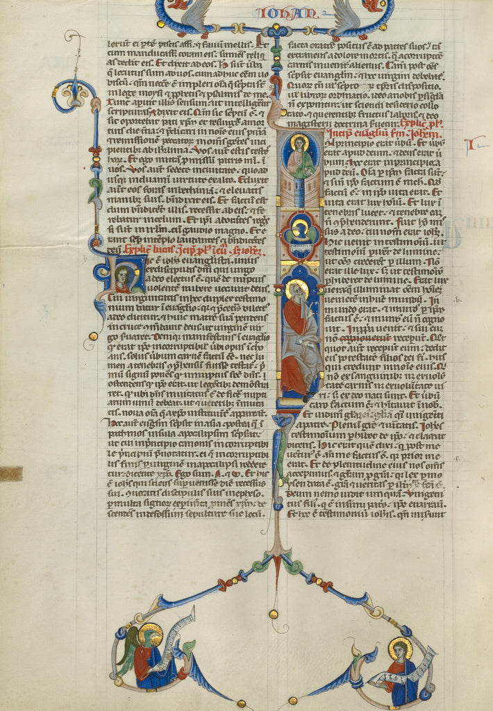 Unknown Artist:Initial I: Saint John with God above, Poster Print Wall Art
