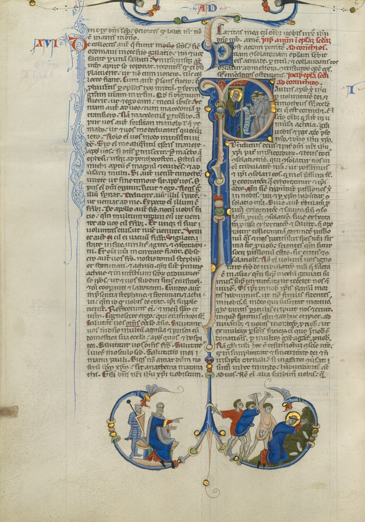 Unknown Artist:Initial I: Paul Handing a Scroll to Friars, Poster Print Wall Art