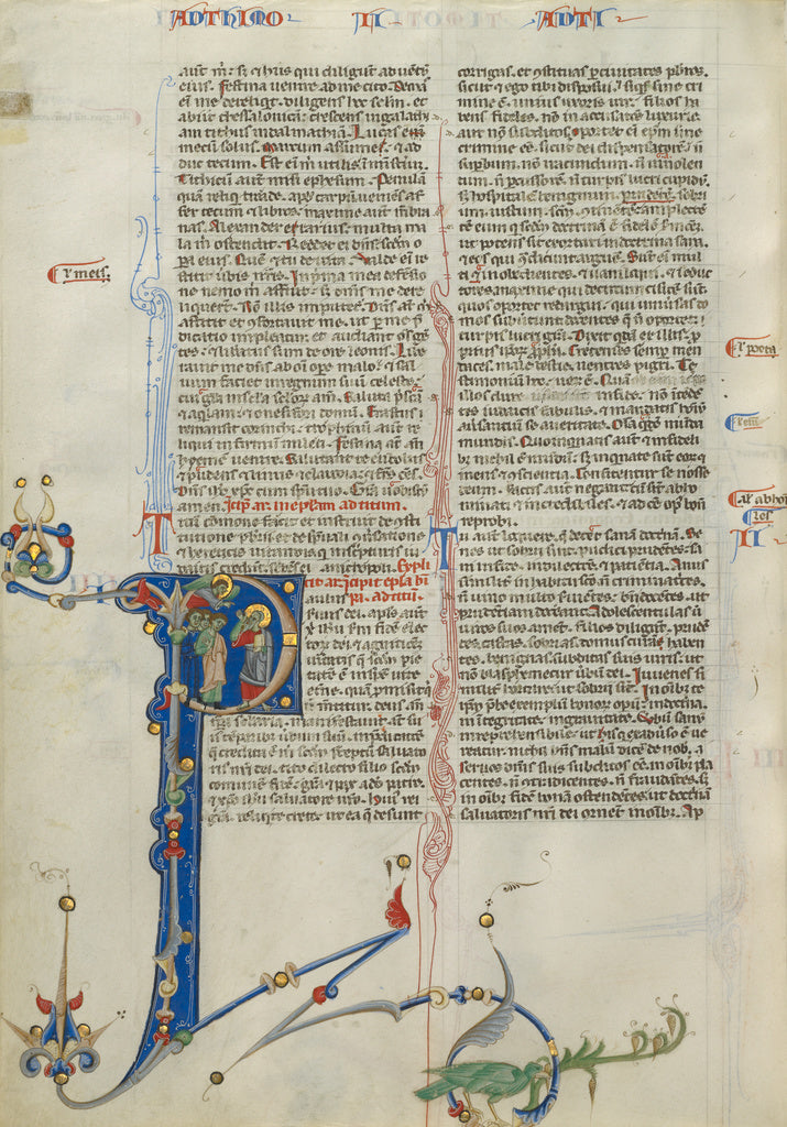 Unknown Artist:Initial P: Saint Paul Receiving a Message from God, Poster Print Wall Art