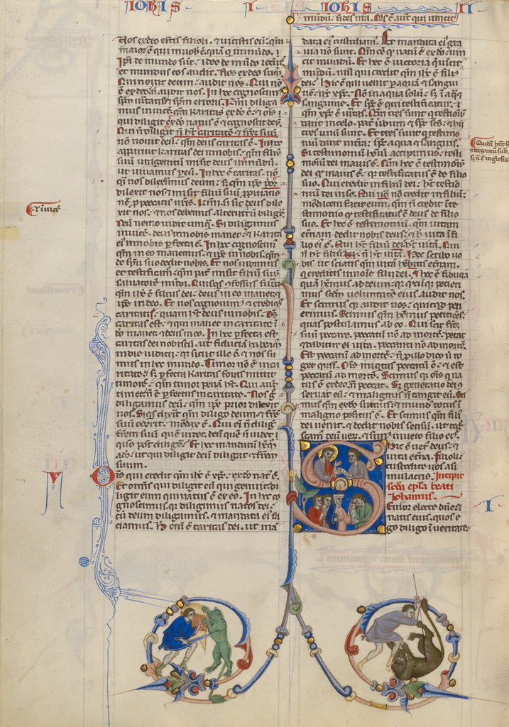 Unknown Artist:Initial S: Christ Delivering a Scroll to a Man, Poster Print Wall Art