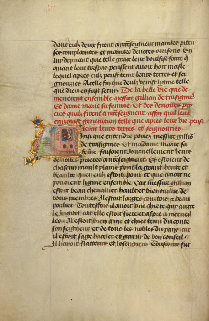 Lieven van Lathem:Initial A: Gillion and Marie Gazing at a M,16x12"(A3)Poster