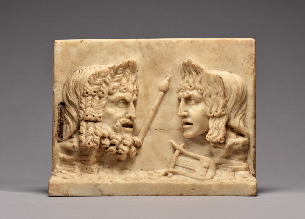 Unknown:Relief with Theater Masks, Poster Print Wall Art