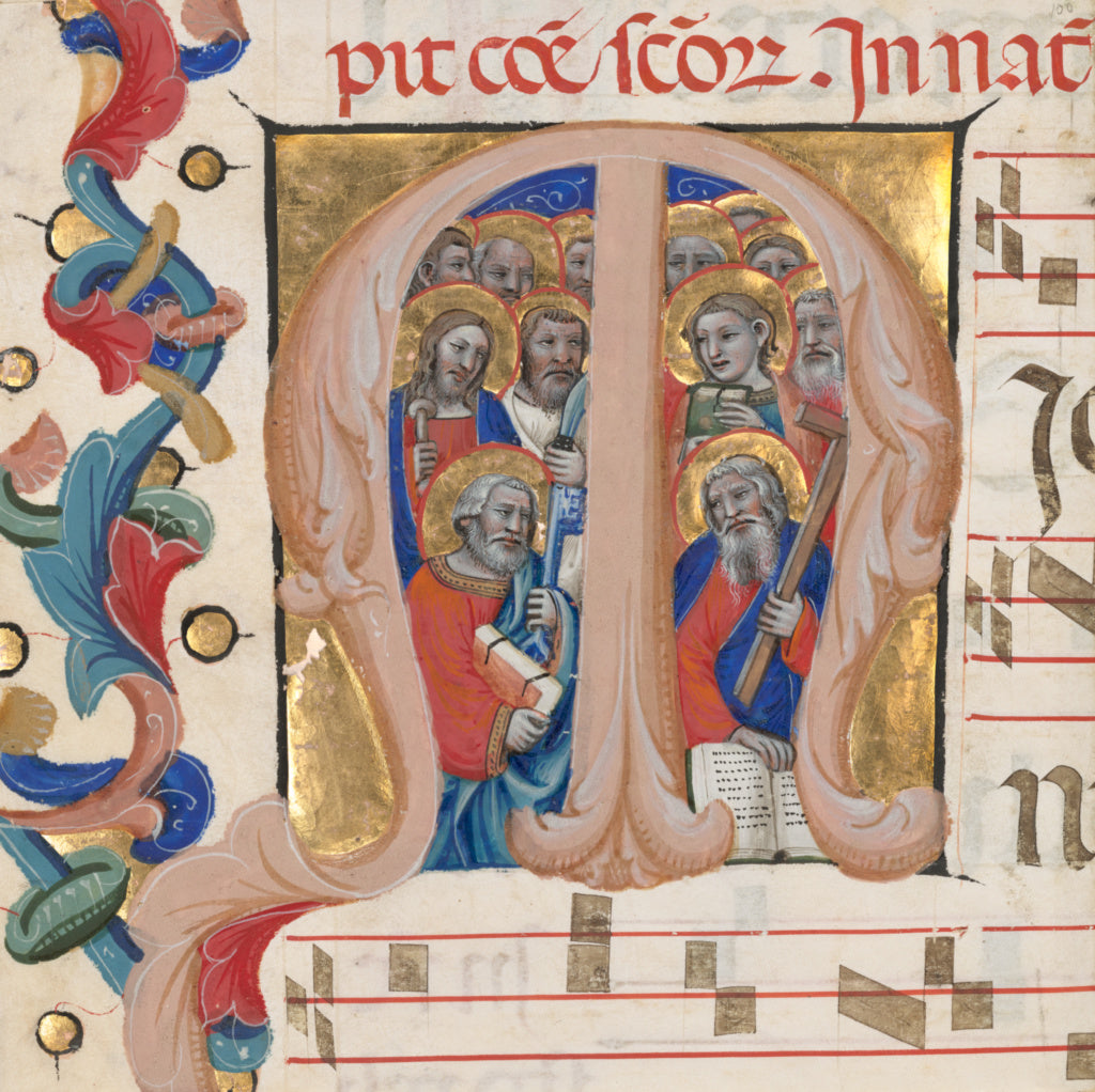 Niccolò di Giacomo da Bologna:Initial M: The Apostles, Poster Print Wall Art