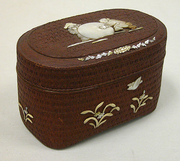 Basket Box with Design of Two Chinese Children and Snowball 19, Poster Print Wall Art