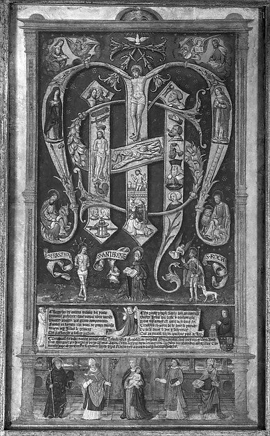 Sacred Monogram with the Trinity Instruments of the Passion , Poster Print Wall Art
