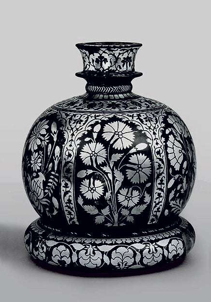 :Bidri Huqqa Base with Tall Flowers in Arches and Associated-16x12"(A3) Poster