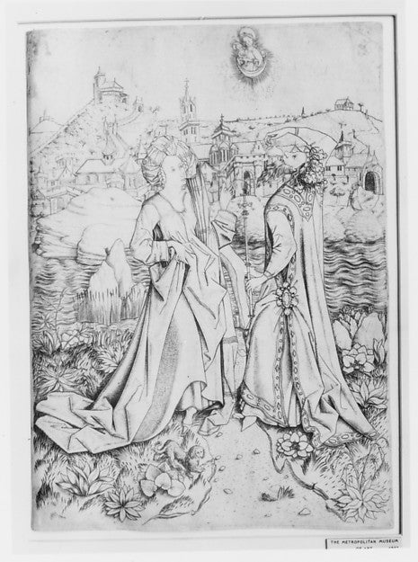 The Sibyl and Emperor Augustus 15th cent-Master ES, Poster Print Wall Art
