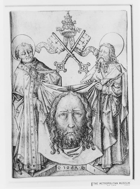 The Sudarium with St. Peter and St. Paul 15th cent-Master ES, Poster Print Wall Art