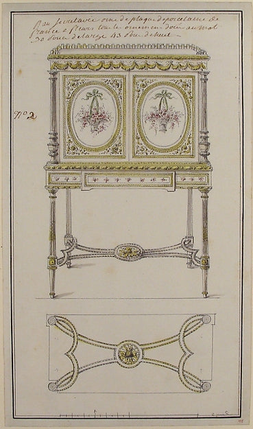 Design for an Upright Drop-Front Secretary c1780-Anonymous, Fr,16x12"(A3) Poster