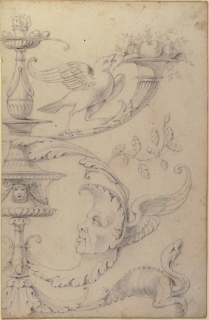 Drawing of a Grotesque after a 16th-cent Decorative Relief. n., Poster Print Wall Art