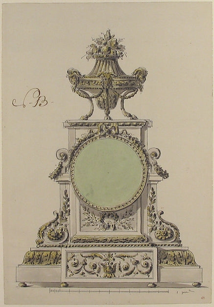 Design for a Clock c1770–90-Anonymous,French,18th cent, Poster Print Wall Art