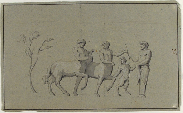 Drawing of Group of Centaurs 18th cent-Anonymous,French,18th, Poster Print Wall Art