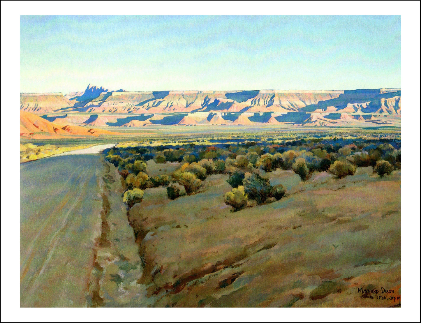 Classic Vintage Landscape by Maynard Dixon, Classic American Western Art, 16x12" (A3) Poster Print