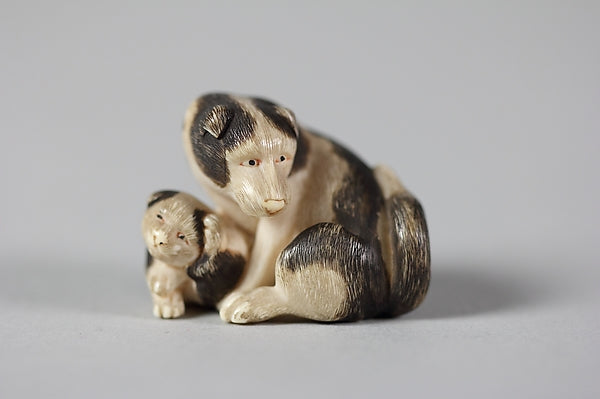 Netsuke of Dogs 19th cent, Poster Print Wall Art