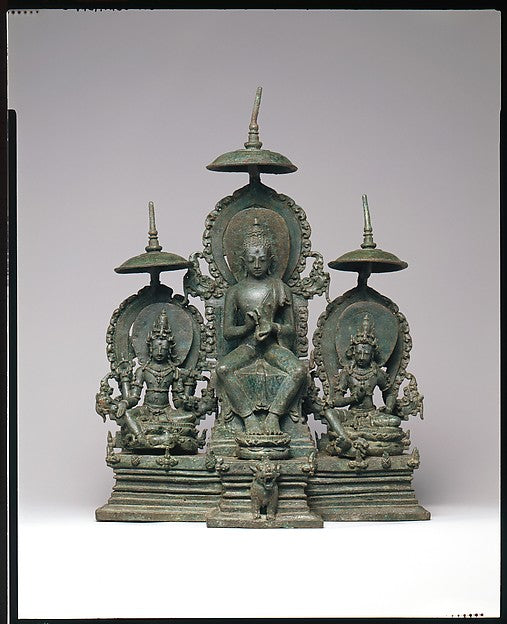 Enthroned Buddha Attended by the Bodhisattvas Avalokiteshvara,16x12"(A3)Poster