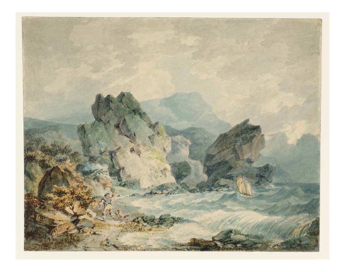 A Bay on a Rocky Coast, with a Man Running, 1792-93 by John Mallord William Turner RA