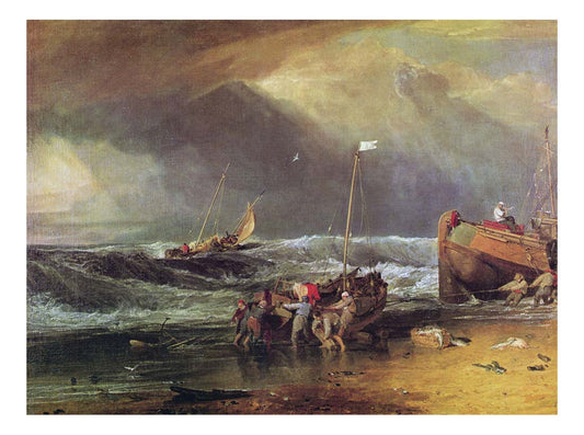 A Coast Scene with Fishermen Hauling a Boat Ashore, 1803 by John Mallord William Turner RA