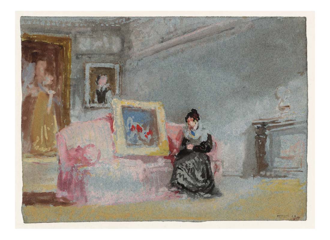 A Lady in a Black Silk Dress Seated on a Pink Sofa, 1827 by John Mallord William Turner RA