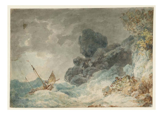 A Rocky Shore, with Men Attempting to Rescue a Storm-Tossed Boat, 1792-93 by John Mallord William Turner RA