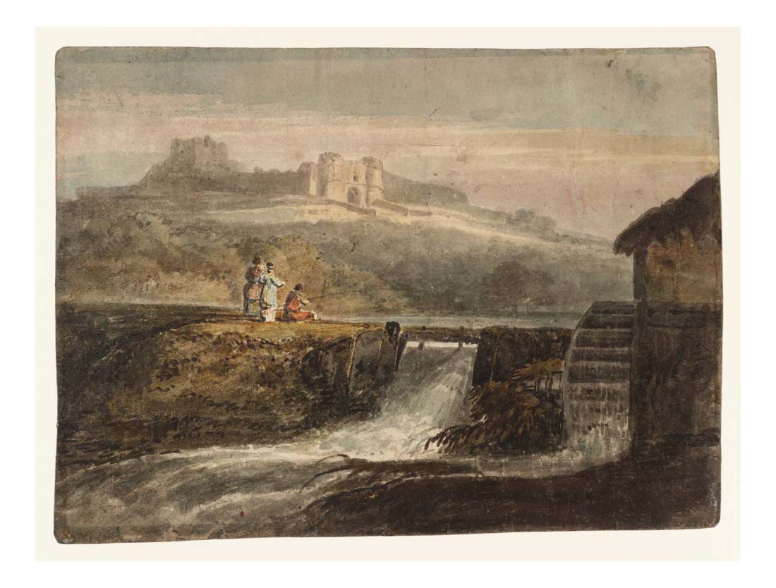 A Sluice and a Watermill, with a Distant View of Carisbrooke Castle, 1796 by John Mallord William Turner RA