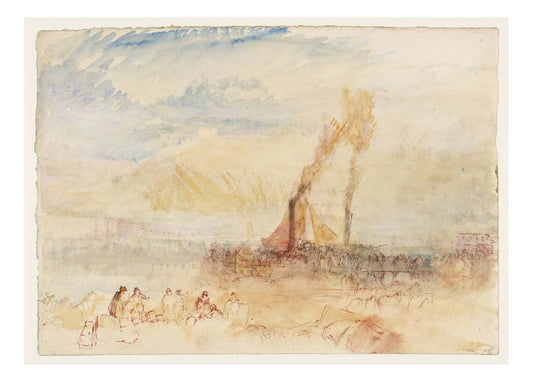 A Steamer and Passengers at a Pier, Ehrenbreitstein from Coblenz, 1841 by John Mallord William Turner RA