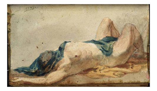 A Supine Female Nude, with Drapery over her Head, 1799-1800 by John Mallord William Turner RA, 12x8"(A4) Poster